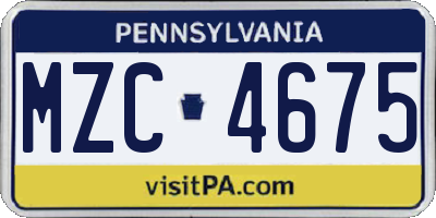 PA license plate MZC4675