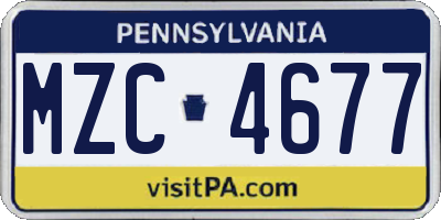 PA license plate MZC4677