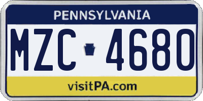 PA license plate MZC4680