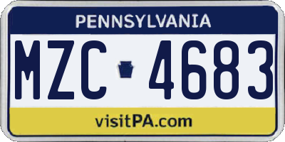PA license plate MZC4683