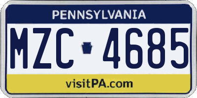 PA license plate MZC4685