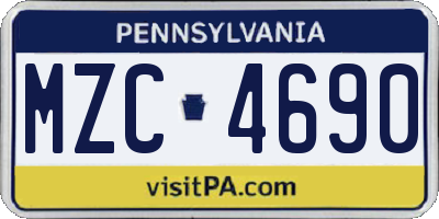 PA license plate MZC4690