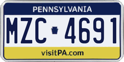 PA license plate MZC4691