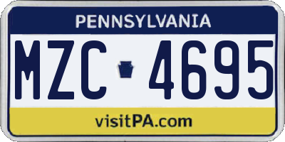 PA license plate MZC4695