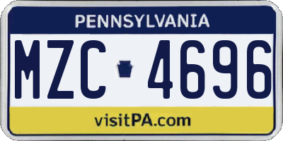 PA license plate MZC4696
