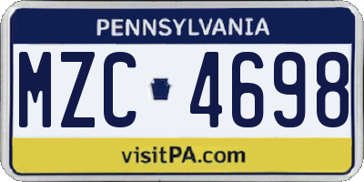 PA license plate MZC4698