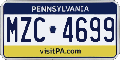 PA license plate MZC4699