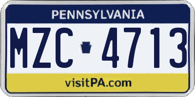 PA license plate MZC4713