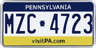 PA license plate MZC4723