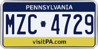 PA license plate MZC4729
