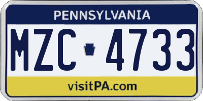 PA license plate MZC4733