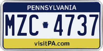 PA license plate MZC4737
