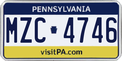 PA license plate MZC4746