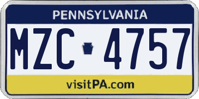 PA license plate MZC4757