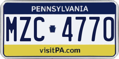 PA license plate MZC4770