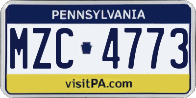 PA license plate MZC4773