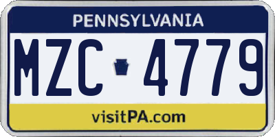 PA license plate MZC4779