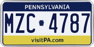 PA license plate MZC4787