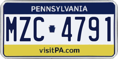 PA license plate MZC4791