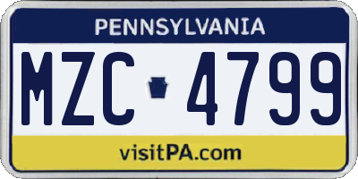 PA license plate MZC4799