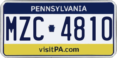 PA license plate MZC4810
