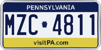 PA license plate MZC4811