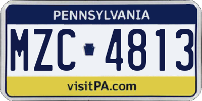 PA license plate MZC4813