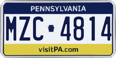 PA license plate MZC4814