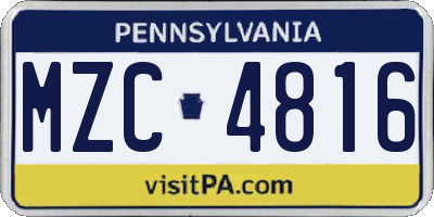 PA license plate MZC4816
