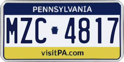 PA license plate MZC4817