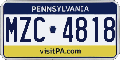 PA license plate MZC4818