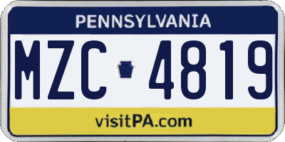 PA license plate MZC4819