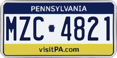 PA license plate MZC4821
