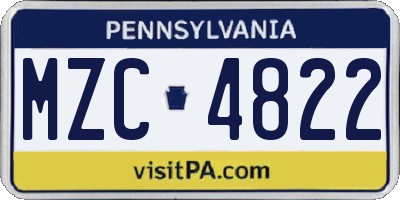 PA license plate MZC4822