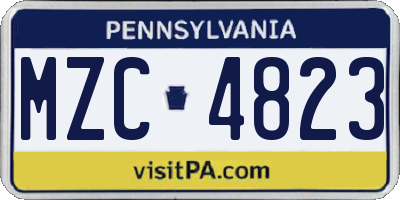 PA license plate MZC4823