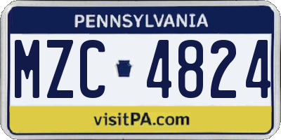 PA license plate MZC4824