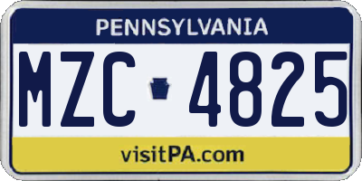 PA license plate MZC4825