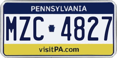 PA license plate MZC4827
