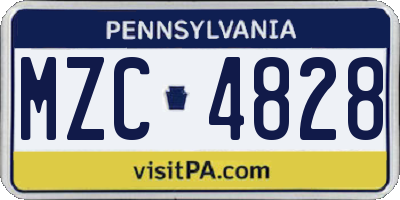 PA license plate MZC4828