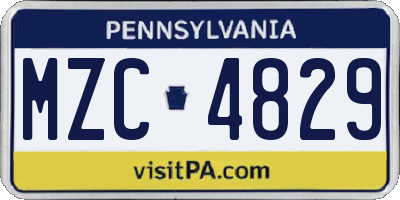 PA license plate MZC4829