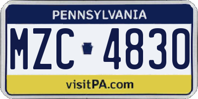 PA license plate MZC4830