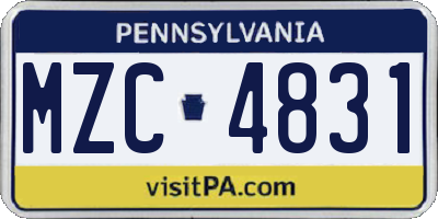 PA license plate MZC4831