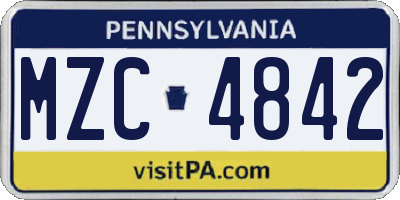 PA license plate MZC4842