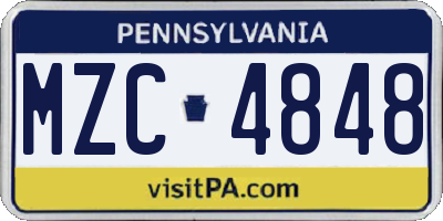 PA license plate MZC4848
