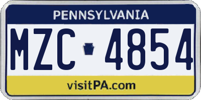 PA license plate MZC4854