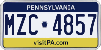 PA license plate MZC4857