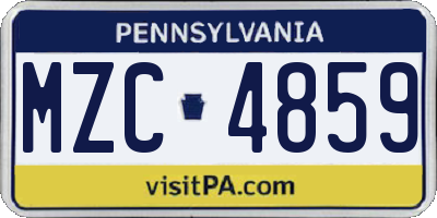 PA license plate MZC4859