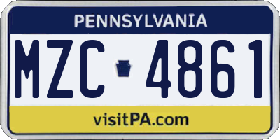 PA license plate MZC4861
