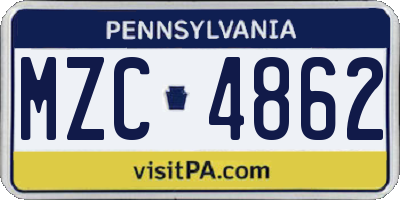 PA license plate MZC4862