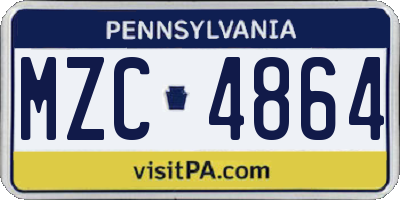 PA license plate MZC4864